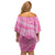 Tahitian Tiare Flower Family Matching Off Shoulder Short Dress and Hawaiian Shirt Pink Polynesian Pattern