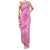 Tahitian Tiare Flower Family Matching Tank Maxi Dress and Hawaiian Shirt Pink Polynesian Pattern