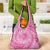 Tahitian Tiare Flower Grocery Bag Pink Polynesian Pattern