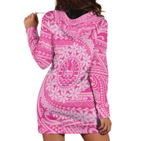 Tahitian Tiare Flower Hoodie Dress Pink Polynesian Pattern LT9 - Polynesian Pride