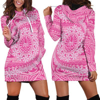 Tahitian Tiare Flower Hoodie Dress Pink Polynesian Pattern LT9 - Polynesian Pride