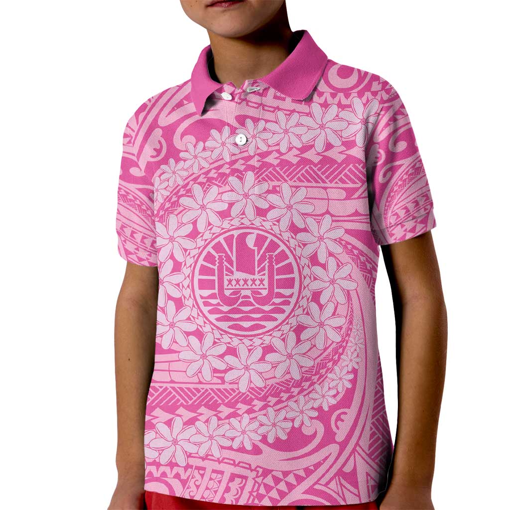Tahitian Tiare Flower Kid Polo Shirt Pink Polynesian Pattern LT9 Kid Pink - Polynesian Pride
