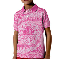 Tahitian Tiare Flower Kid Polo Shirt Pink Polynesian Pattern LT9 Kid Pink - Polynesian Pride