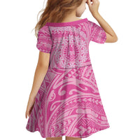 Tahitian Tiare Flower Kid Short Sleeve Dress Pink Polynesian Pattern LT9 - Polynesian Pride