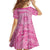 Tahitian Tiare Flower Kid Short Sleeve Dress Pink Polynesian Pattern