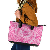 Tahitian Tiare Flower Leather Tote Bag Pink Polynesian Pattern LT9 Pink - Polynesian Pride