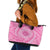 Tahitian Tiare Flower Leather Tote Bag Pink Polynesian Pattern