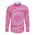 Tahitian Tiare Flower Long Sleeve Button Shirt Pink Polynesian Pattern