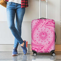 Tahitian Tiare Flower Luggage Cover Pink Polynesian Pattern LT9 - Polynesian Pride