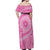 Tahitian Tiare Flower Off Shoulder Maxi Dress Pink Polynesian Pattern