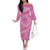 Tahitian Tiare Flower Off The Shoulder Long Sleeve Dress Pink Polynesian Pattern