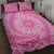 Tahitian Tiare Flower Quilt Bed Set Pink Polynesian Pattern