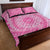 Tahitian Tiare Flower Quilt Bed Set Pink Polynesian Pattern