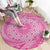 Tahitian Tiare Flower Round Carpet Pink Polynesian Pattern