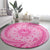 Tahitian Tiare Flower Round Carpet Pink Polynesian Pattern