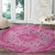 Tahitian Tiare Flower Round Carpet Pink Polynesian Pattern