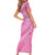 Tahitian Tiare Flower Short Sleeve Bodycon Dress Pink Polynesian Pattern