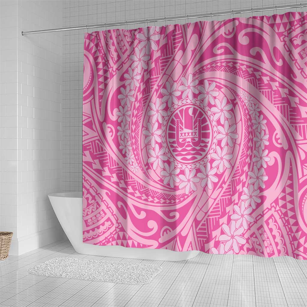 Tahitian Tiare Flower Shower Curtain Pink Polynesian Pattern LT9 - Polynesian Pride