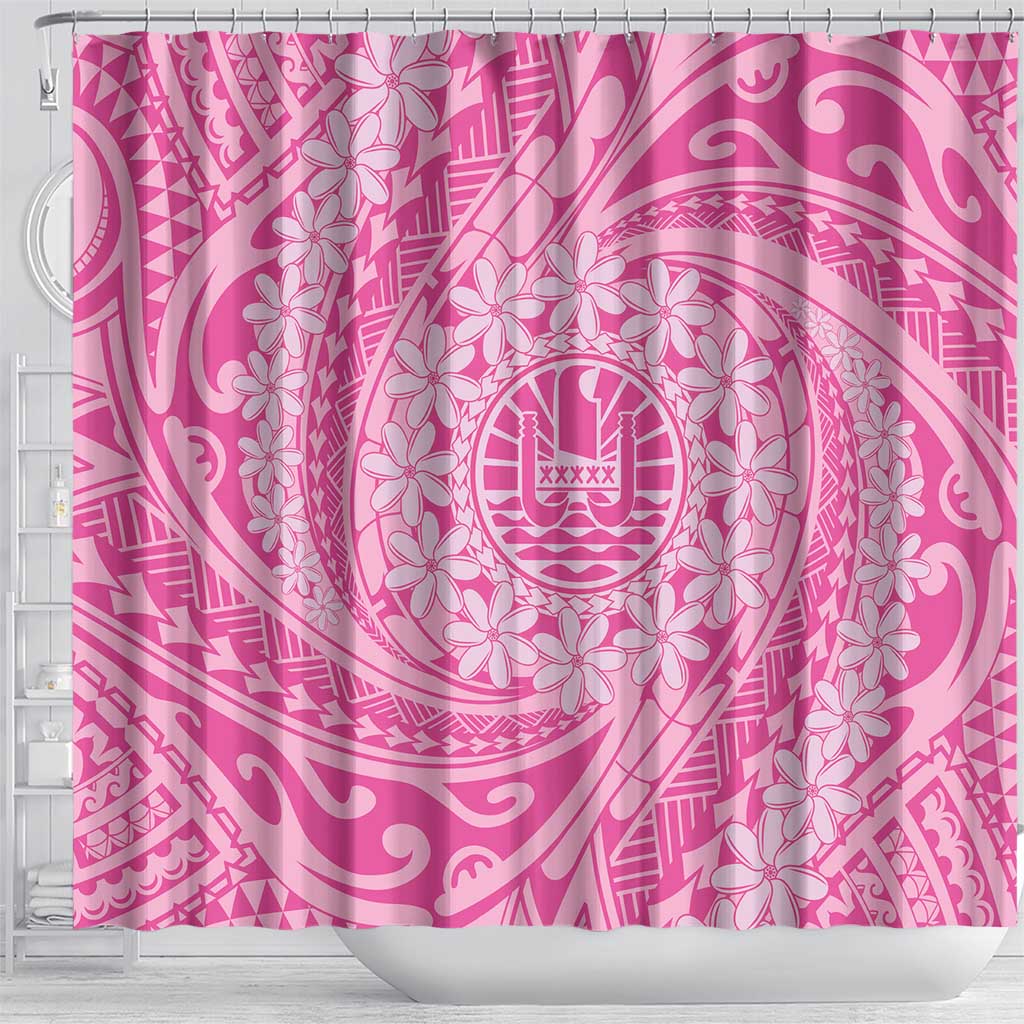 Tahitian Tiare Flower Shower Curtain Pink Polynesian Pattern LT9 - Polynesian Pride