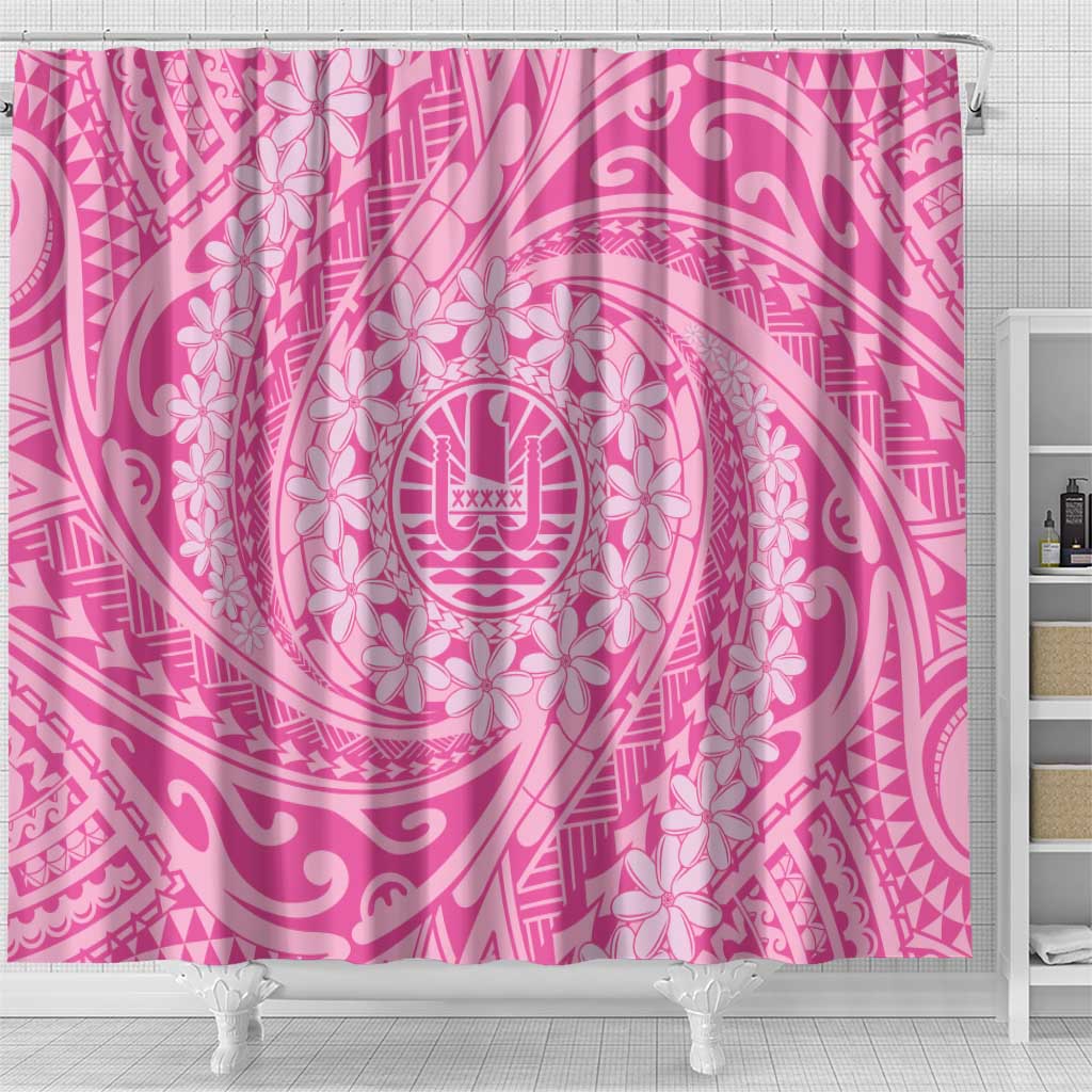 Tahitian Tiare Flower Shower Curtain Pink Polynesian Pattern LT9 - Polynesian Pride