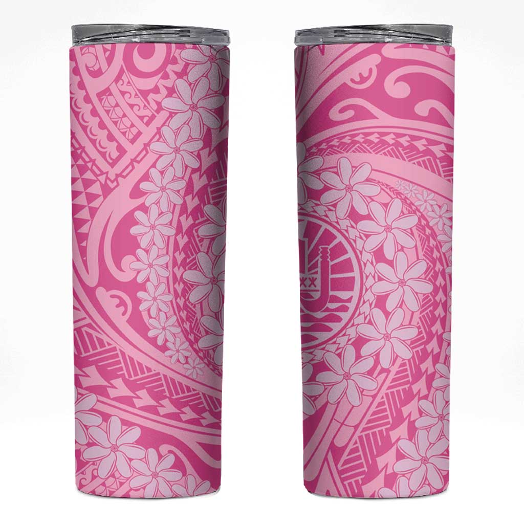 Tahitian Tiare Flower Skinny Tumbler Pink Polynesian Pattern LT9 Pink - Polynesian Pride