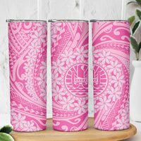 Tahitian Tiare Flower Skinny Tumbler Pink Polynesian Pattern LT9 - Polynesian Pride