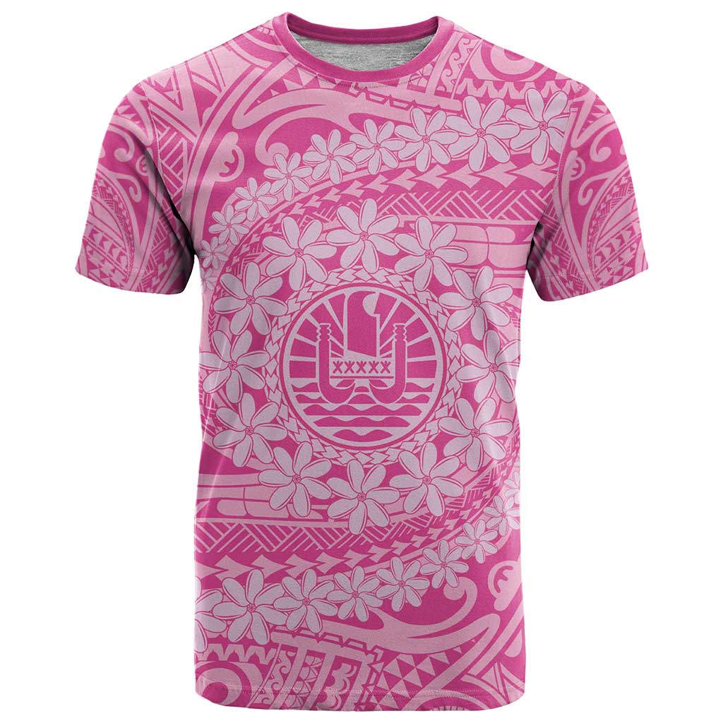 Tahitian Tiare Flower T Shirt Pink Polynesian Pattern