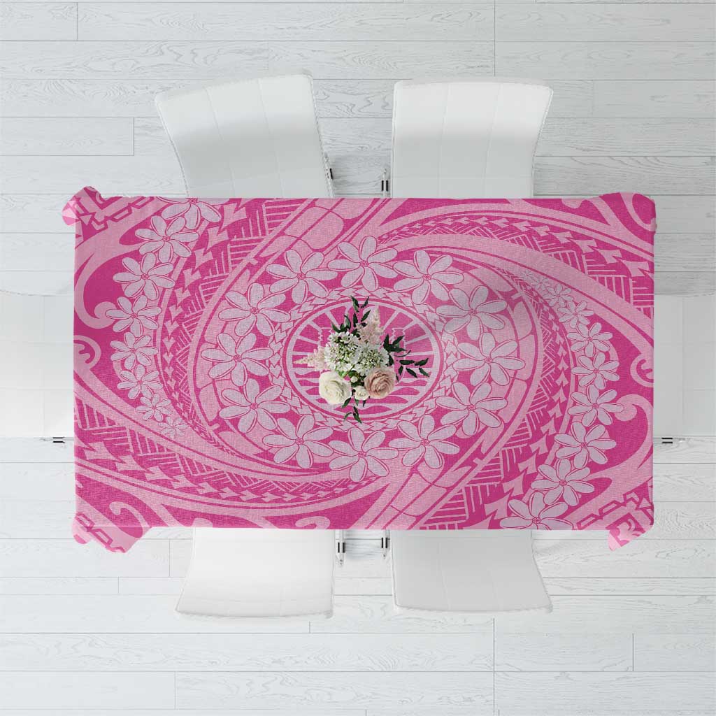 Tahitian Tiare Flower Tablecloth Pink Polynesian Pattern