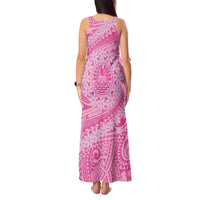 Tahitian Tiare Flower Tank Maxi Dress Pink Polynesian Pattern LT9 - Polynesian Pride