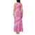 Tahitian Tiare Flower Tank Maxi Dress Pink Polynesian Pattern