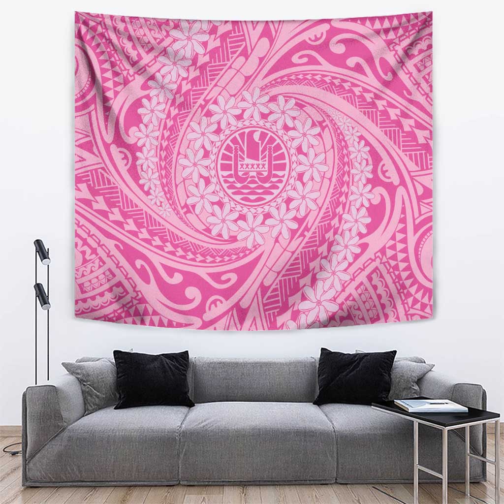 Tahitian Tiare Flower Tapestry Pink Polynesian Pattern