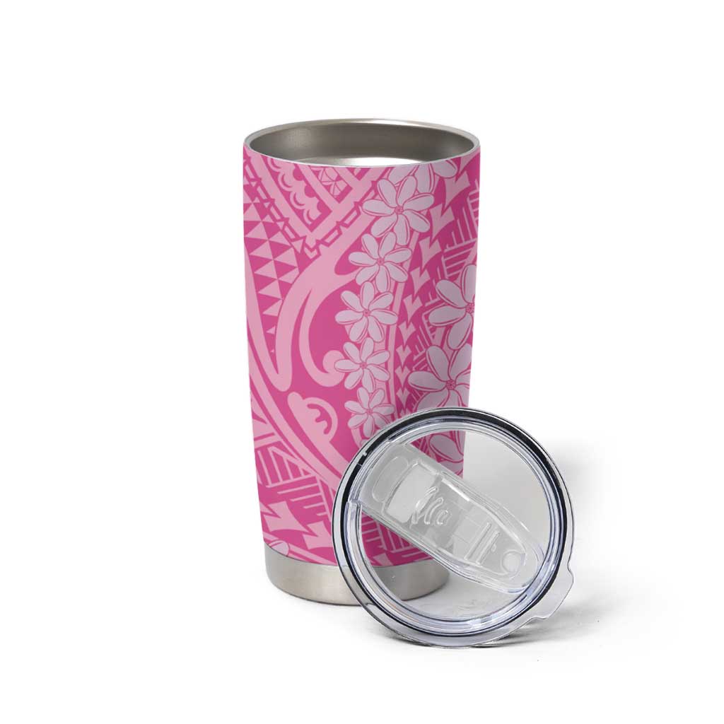 Tahitian Tiare Flower Tumbler Cup Pink Polynesian Pattern LT9 - Polynesian Pride