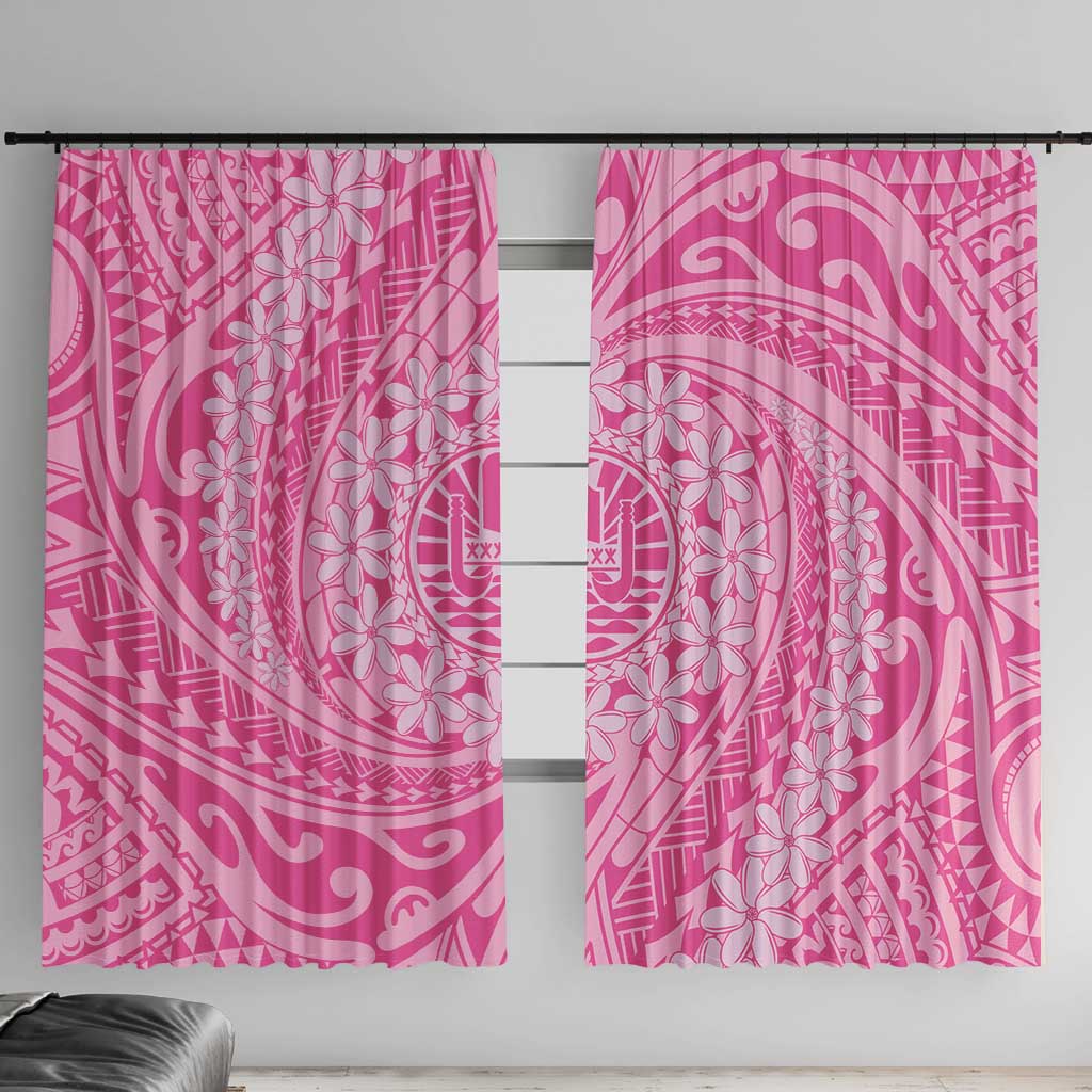 Tahitian Tiare Flower Window Curtain Pink Polynesian Pattern