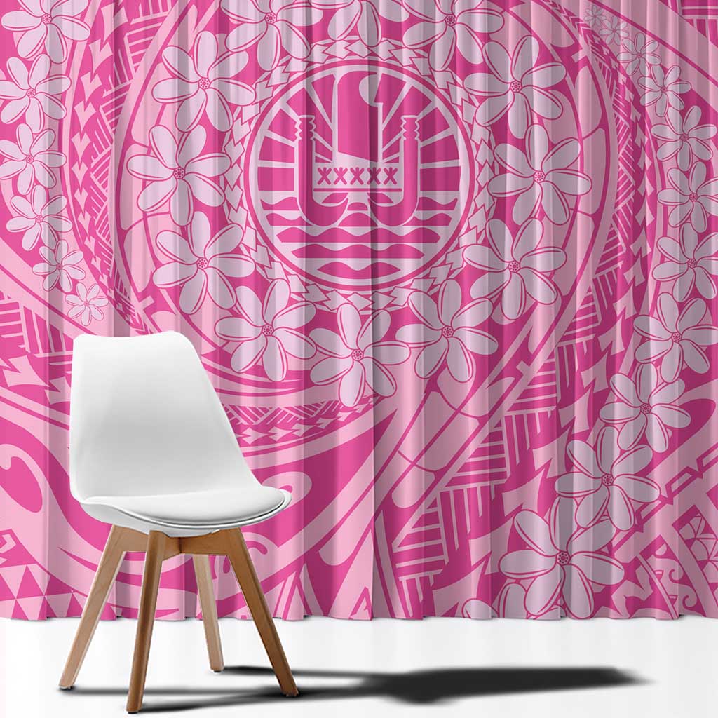 Tahitian Tiare Flower Window Curtain Pink Polynesian Pattern LT9 - Polynesian Pride