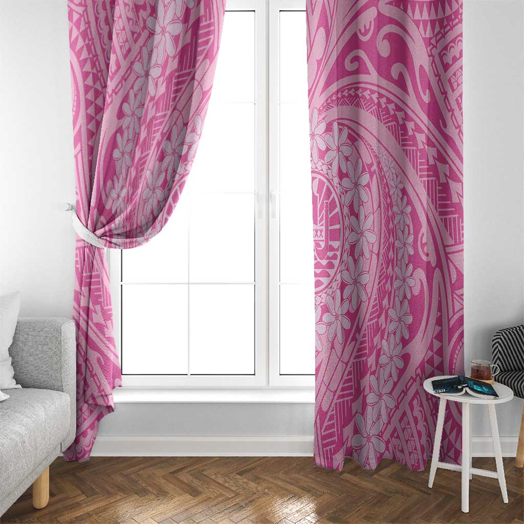 Tahitian Tiare Flower Window Curtain Pink Polynesian Pattern LT9 - Polynesian Pride