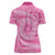 Tahitian Tiare Flower Women Polo Shirt Pink Polynesian Pattern