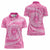 Tahitian Tiare Flower Women Polo Shirt Pink Polynesian Pattern