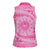 Tahitian Tiare Flower Women Sleeveless Polo Shirt Pink Polynesian Pattern