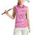 Tahitian Tiare Flower Women Sleeveless Polo Shirt Pink Polynesian Pattern