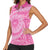 Tahitian Tiare Flower Women Sleeveless Polo Shirt Pink Polynesian Pattern