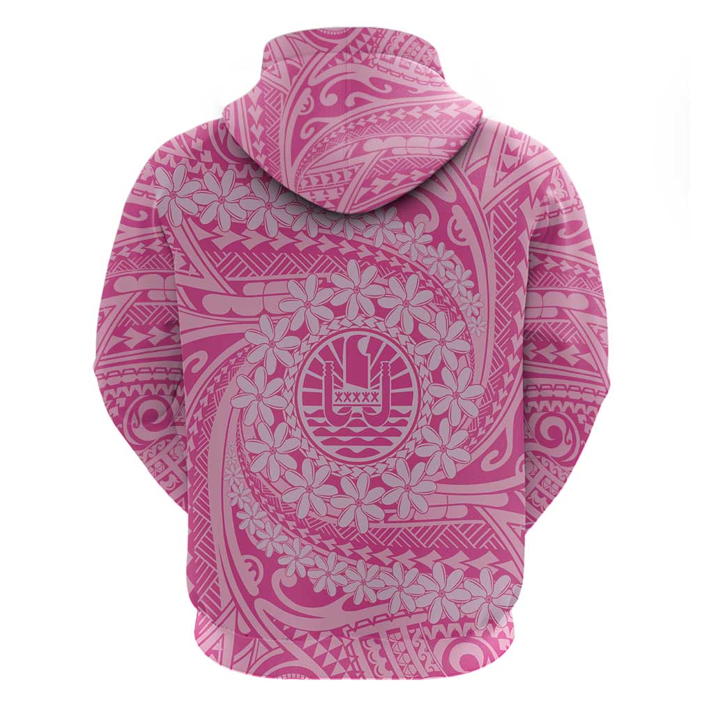 Tahitian Tiare Flower Zip Hoodie Pink Polynesian Pattern LT9 - Polynesian Pride