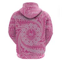 Tahitian Tiare Flower Zip Hoodie Pink Polynesian Pattern LT9 - Polynesian Pride