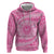 Tahitian Tiare Flower Zip Hoodie Pink Polynesian Pattern