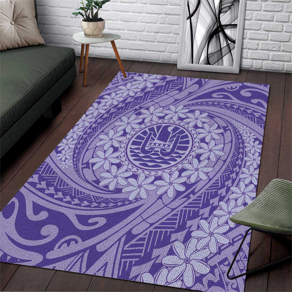 Tahitian Tiare Flower Area Rug Violet Polynesian Pattern LT9 Violet - Polynesian Pride