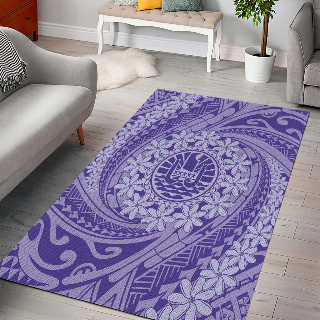Tahitian Tiare Flower Area Rug Violet Polynesian Pattern LT9 - Polynesian Pride