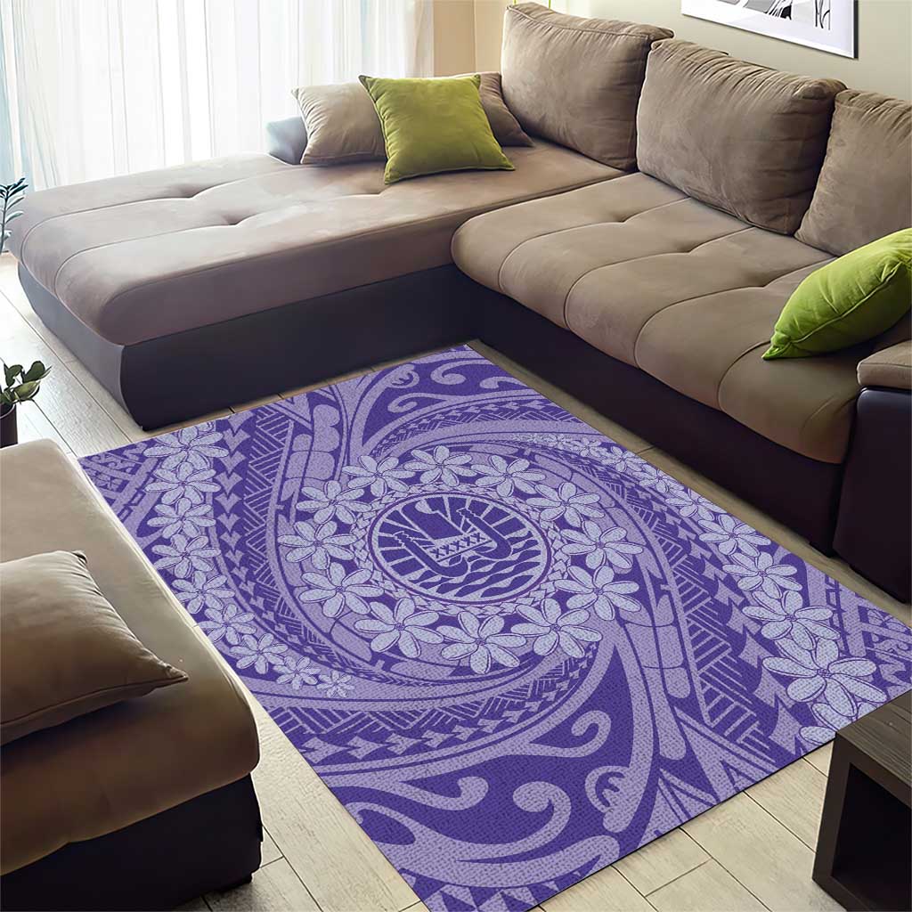 Tahitian Tiare Flower Area Rug Violet Polynesian Pattern LT9 - Polynesian Pride