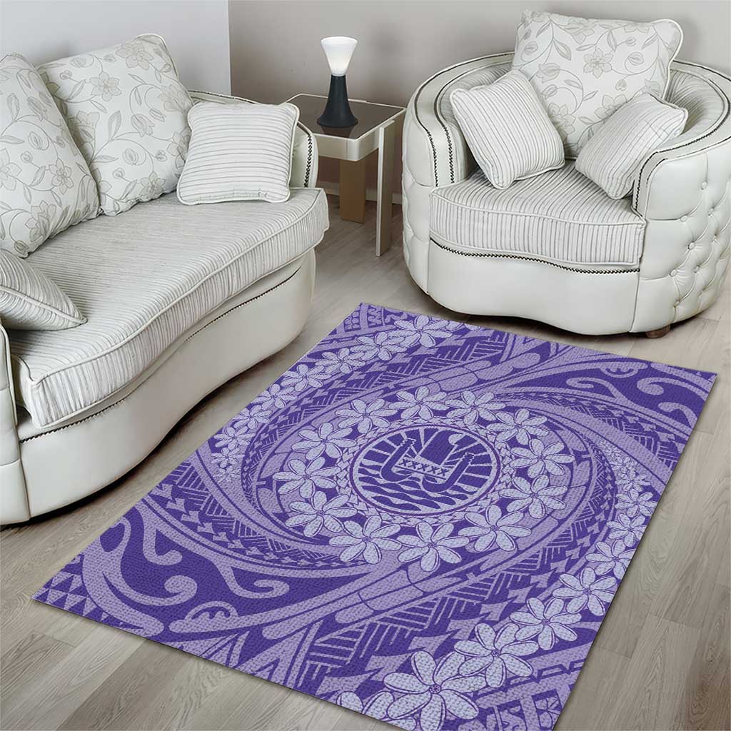Tahitian Tiare Flower Area Rug Violet Polynesian Pattern LT9 - Polynesian Pride