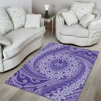 Tahitian Tiare Flower Area Rug Violet Polynesian Pattern LT9 - Polynesian Pride