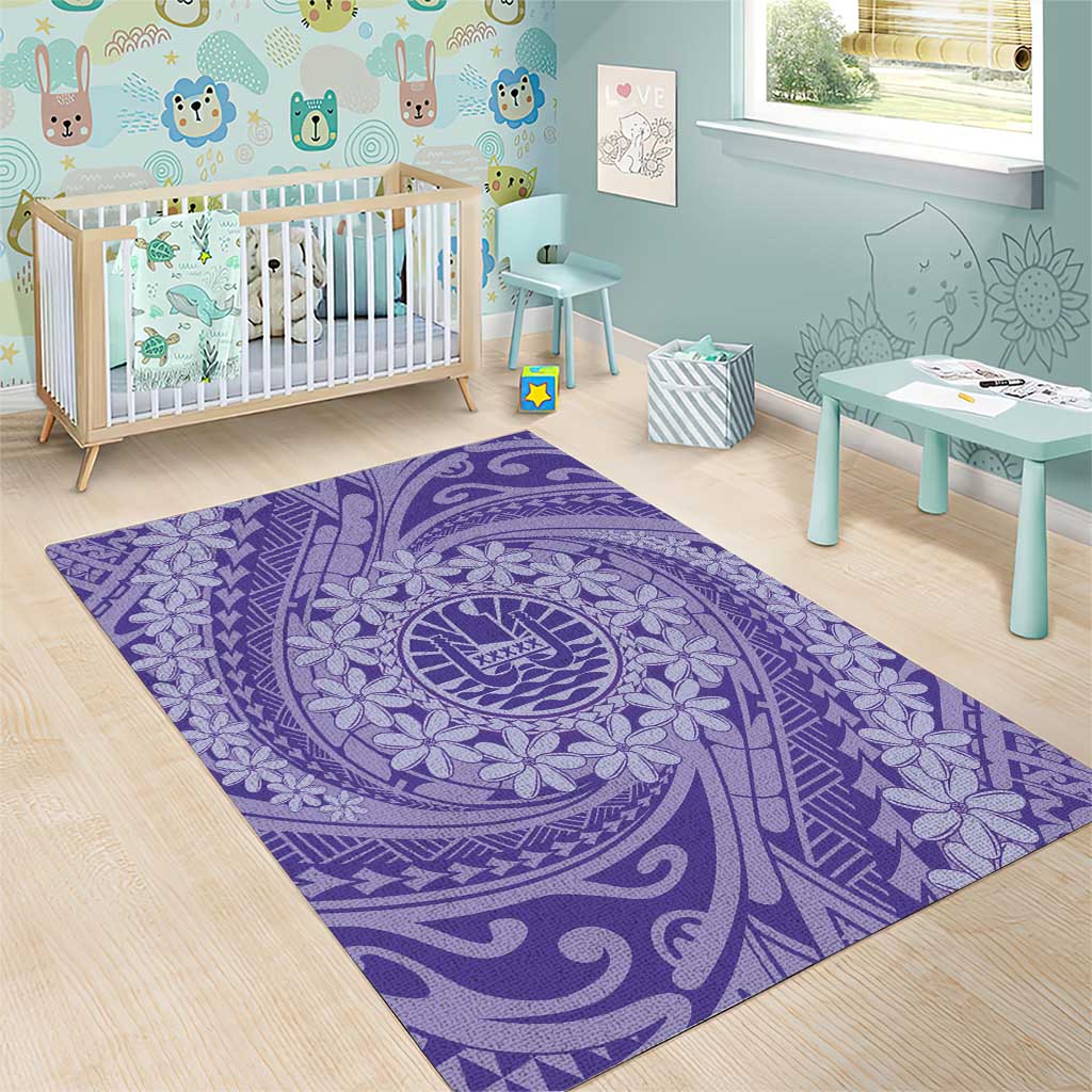 Tahitian Tiare Flower Area Rug Violet Polynesian Pattern LT9 - Polynesian Pride