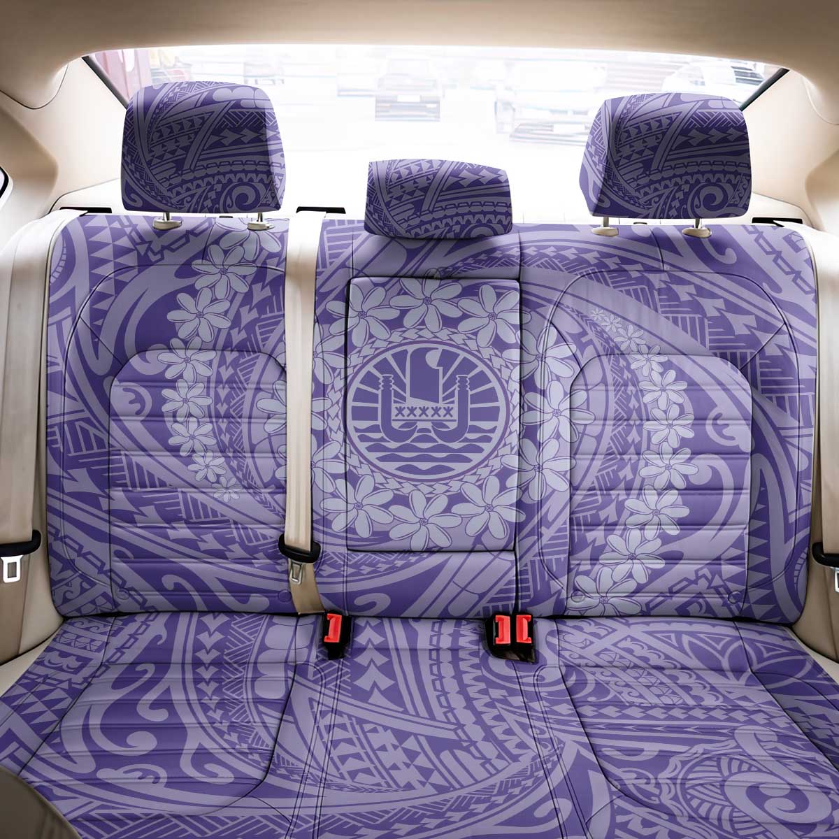 Tahitian Tiare Flower Back Car Seat Cover Violet Polynesian Pattern LT9 - Polynesian Pride